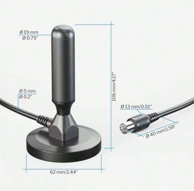 HD Digital TV Antenna Indoor Outdoor, Magnetic Base and 360° Reception Support Smart 4K 1080P and HDTV Free Local Channels