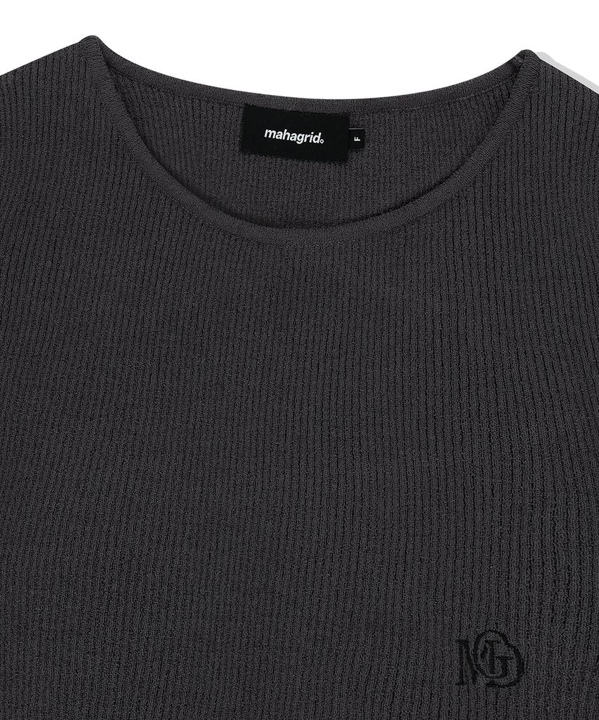 MAHAGRID Cut Off Ls Knit Charcoal(Mg2Fmfk614A)