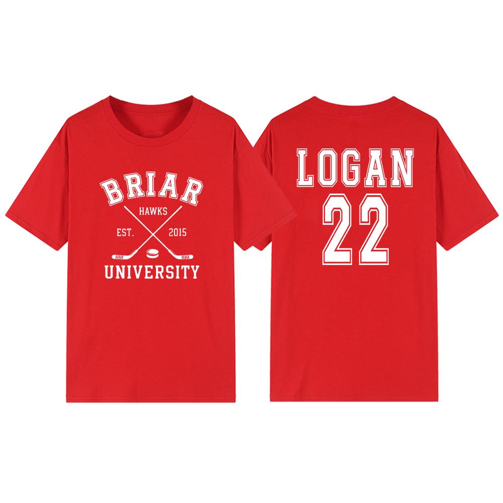 Briar University Logan 22 Hockey Two-Sided T-Shirt Off Campus Series Shirt Hockey Romance Tee Unisex Casual Graphic T Shirts