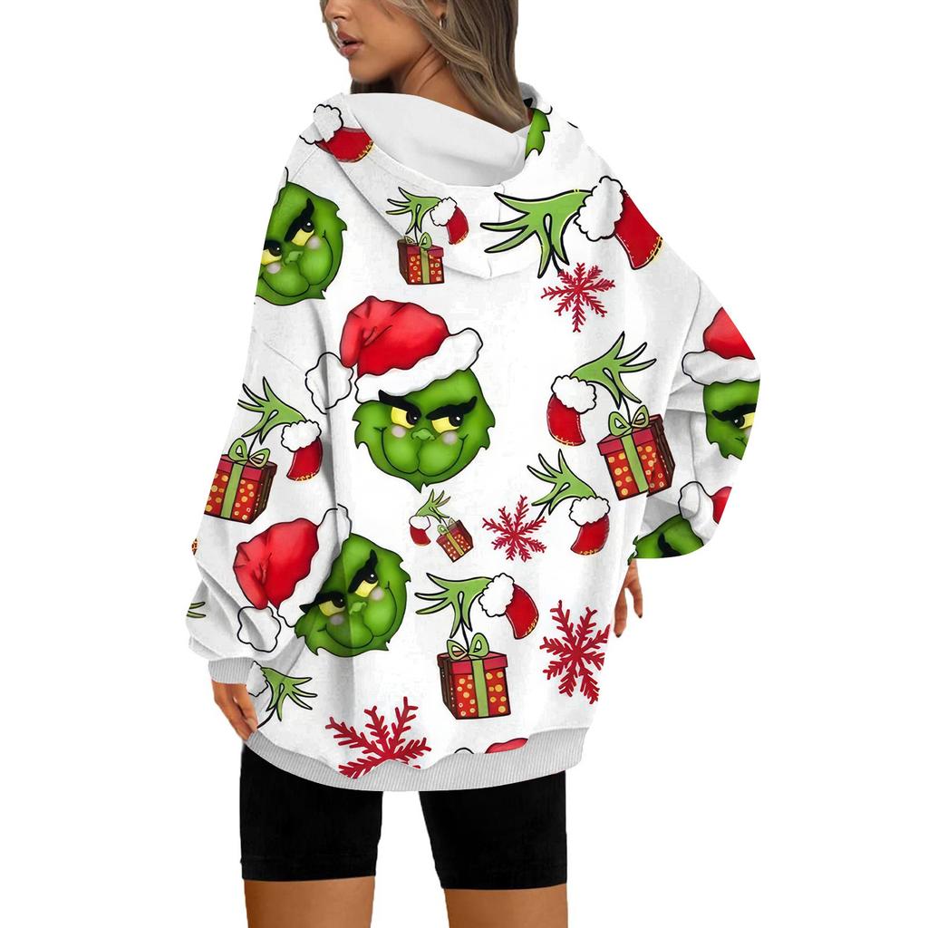 Dámská mikina s kulatým výstřihem a dlouhým rukávem s květinovým potiskem top s kapucí