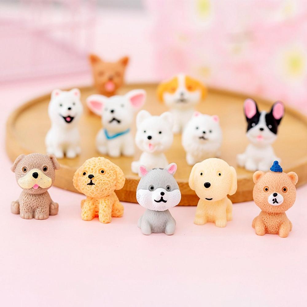 Home Decor Cute Resin Mini Puppy Statue Cake Decoration Dog Ornament Animal Miniature Figurines