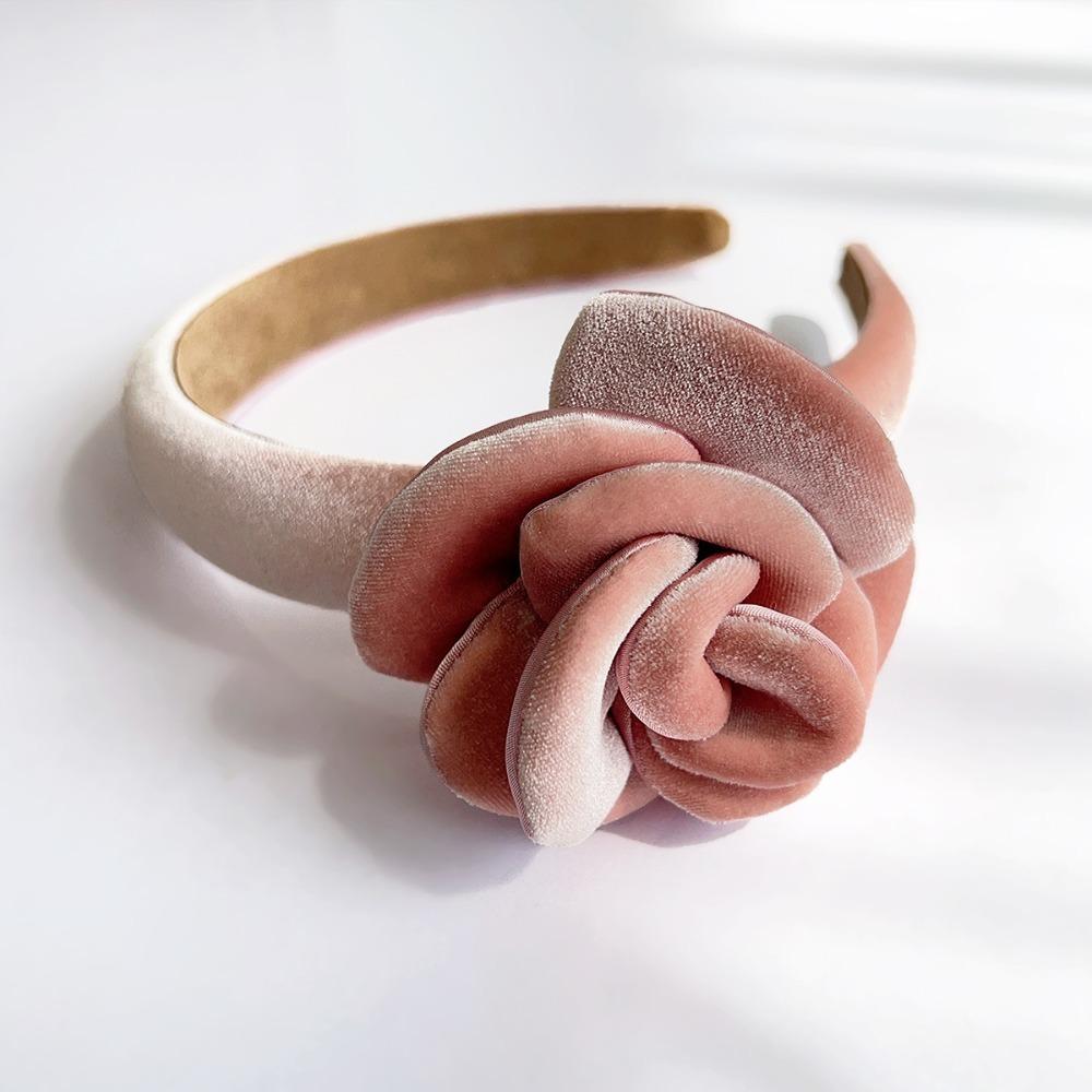 Oversize Rose Women Hairband Lady Headwear Velvet Rose Crown Fashion Hair Hoop  Women