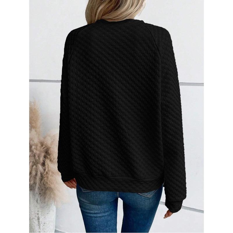 YYFS Women's Fashion Casual Spring Autumn Solid Color Print Long Sleeve O-Neck Blouses & Shirts