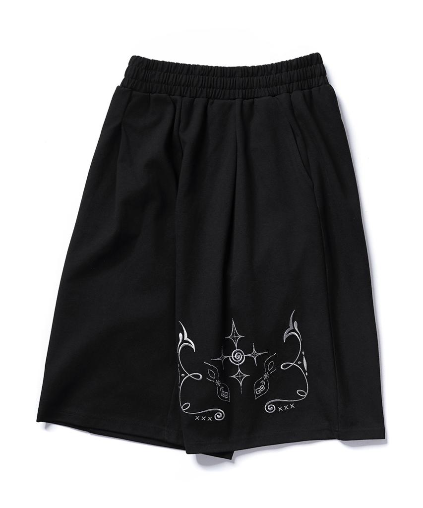 GAKKAI UNIONS Horse Embroidered Bermuda Pants Black