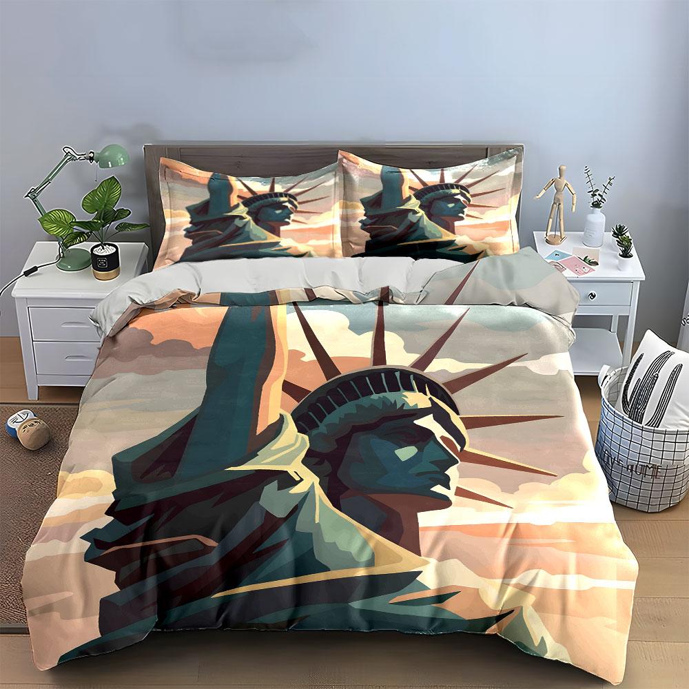 Statue of Liberty artwork. Bedding sets Duvet cover sets Duvet covers Pillowcases(1*Duvet Cover 2*Pillowcases without duvet insert)