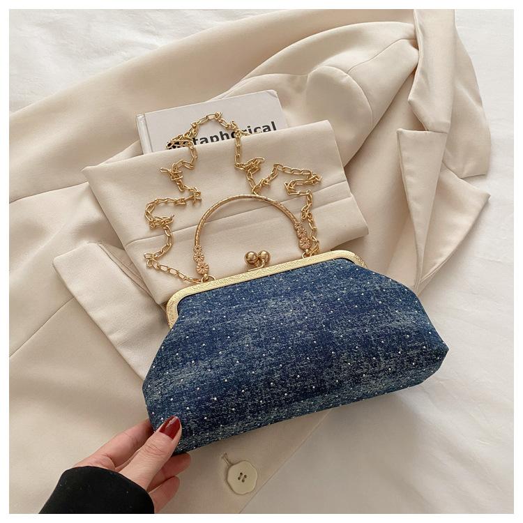 

Премиальная сумка-тоут женская 2025 весна и лето новая модная цепочка простая сумка-тоут универсальная на плечо сумка-мессенджер темно-синий