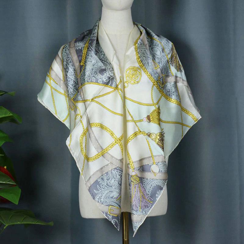 2024 New Style Large Square Scarf: 110 Mulberry Silk with Hand-Rolled Edges