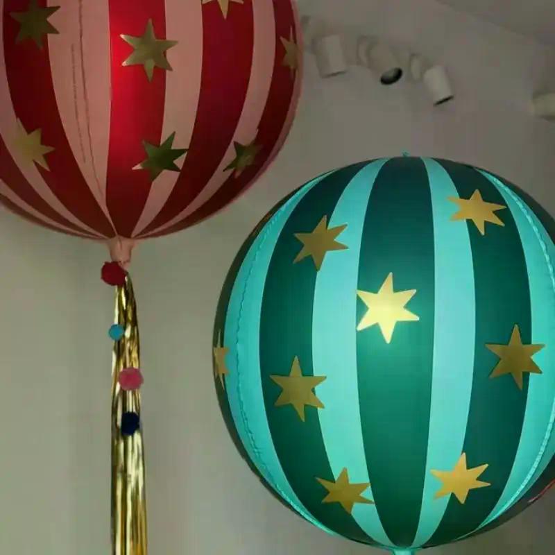 1pc 22inch Striped Star Aluminum Film Balloon, 2025 Home Decoration Balloons , KTV Mall School Wedding Decor Balloons
