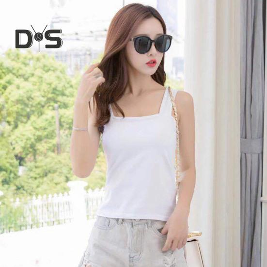 Women Tank Tops Suspender Style Square Collar Sleeveless Vest Solid Color Slim Fit Camisole Summer Bottoming Tops