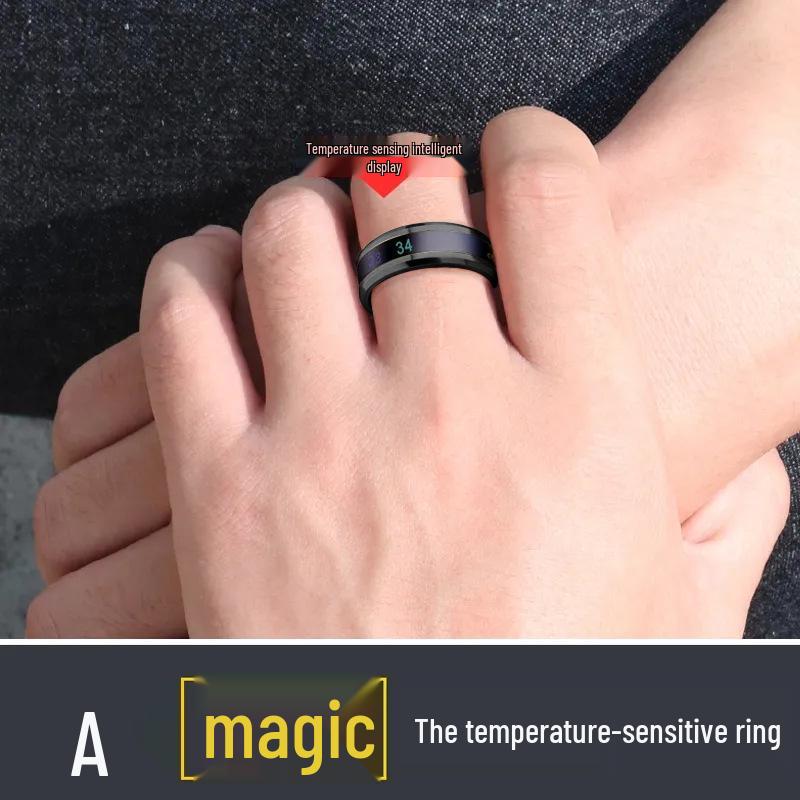 

Мужское меняющее цвет умное титановое кольцо-мизинец, чувствительное к температуре