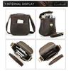 Men Top Grain Crazy Horse Leather Crossbody Bag Multi-Zipper Pockets Vintage Texture