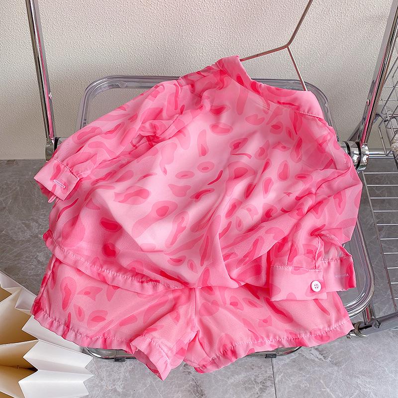 New Baby Girl Leopard Print Sun Protection Set - Long Sleeve Two-Piece