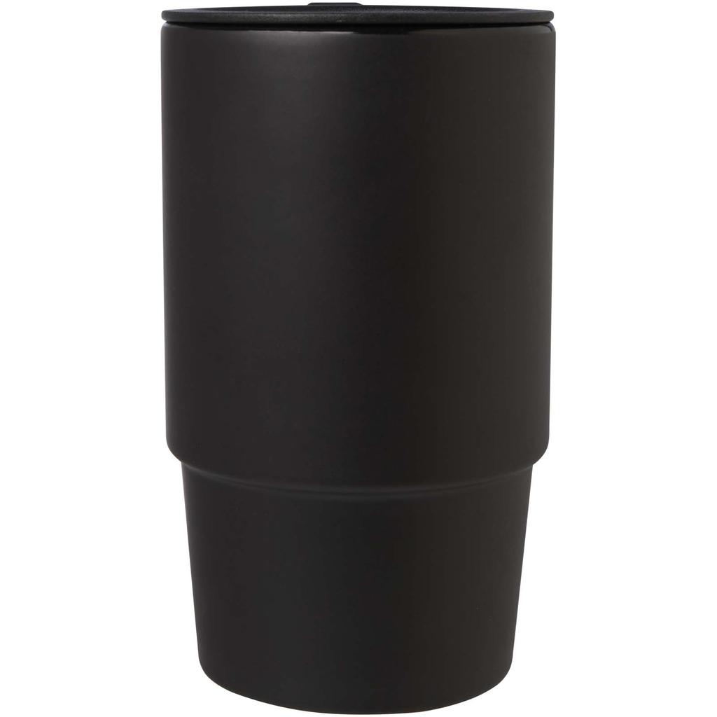 Glass "Carter" 450 Ml Ceramic Mug with Plastic Lid Solid Black