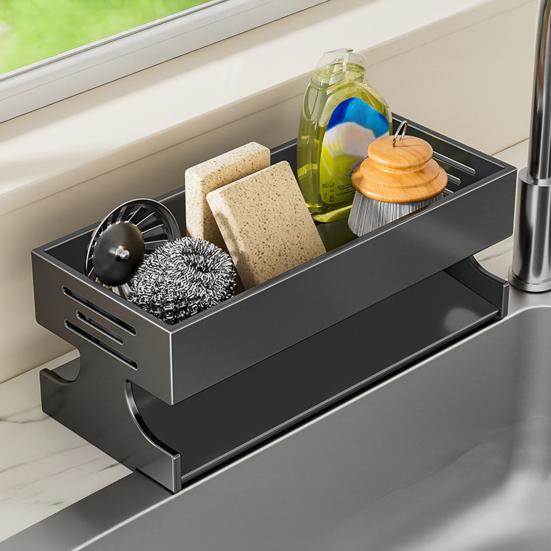 Kitchen Storage Rack Sponge Holder Drain Basket Multi-Purpose Organizer for Sponges Rags And Cleaning Supplies