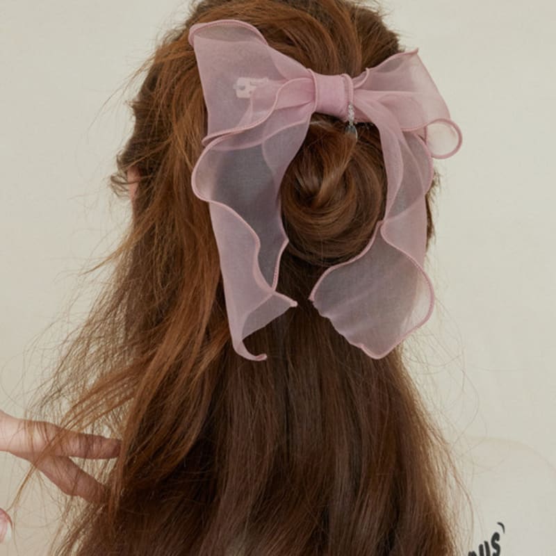 MERRYMOTIVE Organza Ruffle Ribbon Hair Pin (3colors)