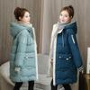 Winter Mid-length Down Cotton Jacket Women's Plus-size Cotton Loose Cold-proof Jacket