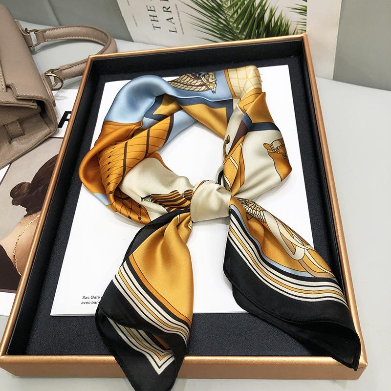 New Versatile Imitation Silk with Suit Silk Scarf Fashionable Women's Small Square Silk Scarf French Spring and Autumn Scarf