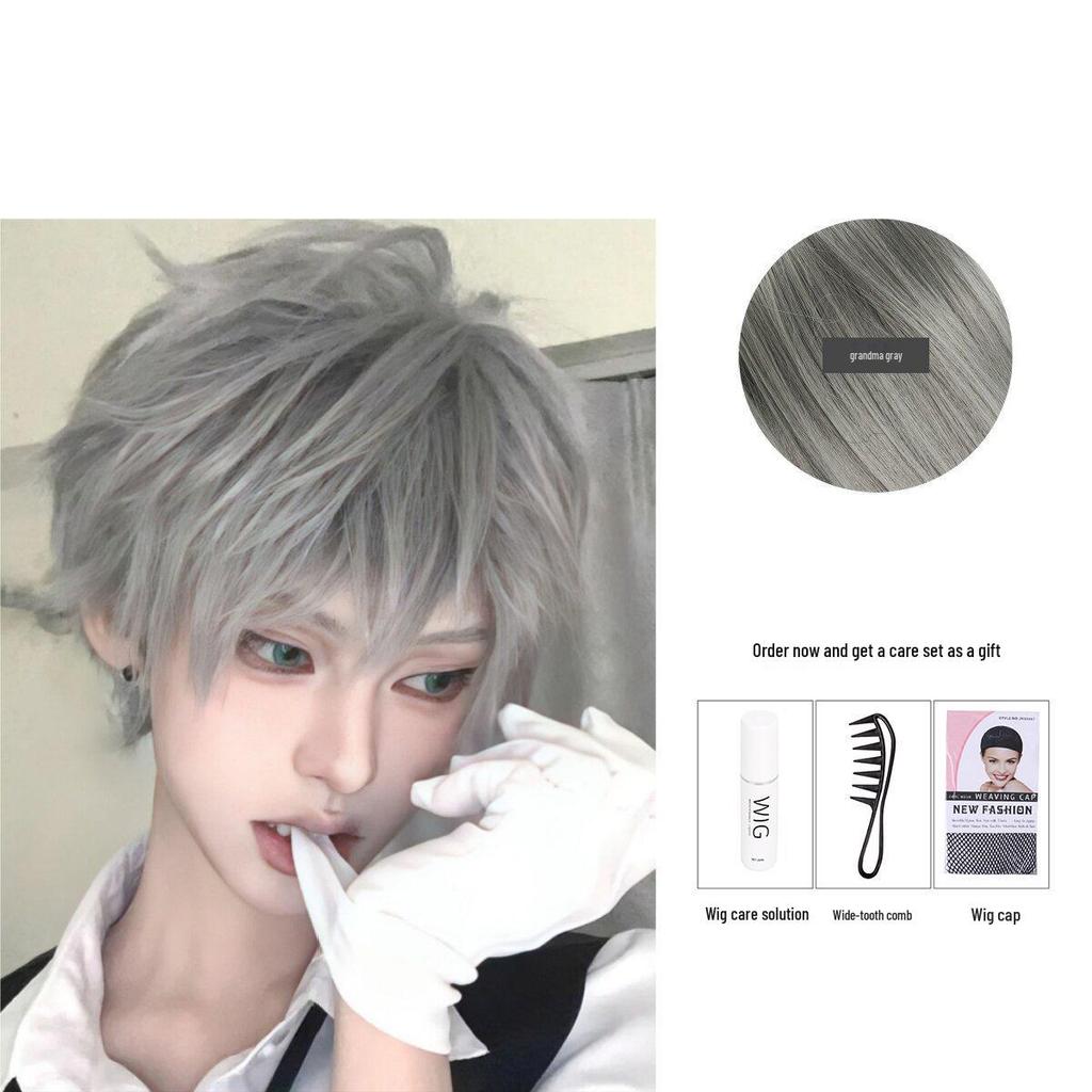 Universal Cosplay Short Straight Wig with Bangs - Realistic Lightweight Anime-Style for Students