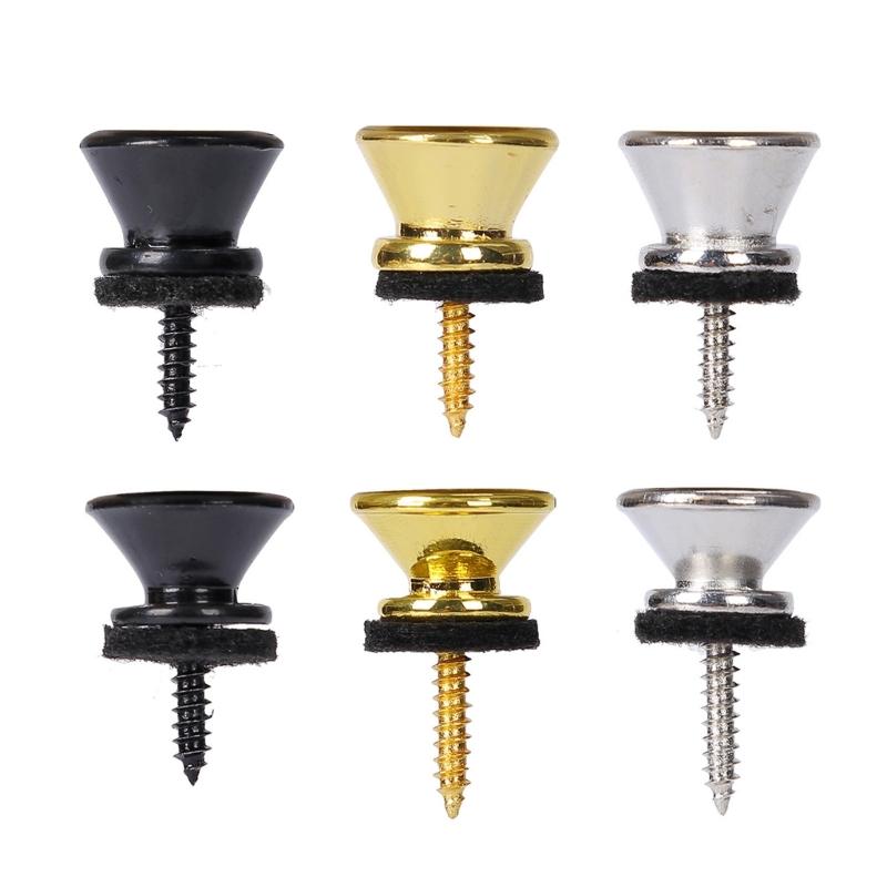 2Pcs/pack Guitar Strap Buttons End Pins with Mounting Screws and Felts Cushions Metal Guitar Strap Locks Strap Buttons