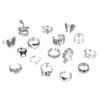 Ring Retro Design Exaggerated Snake Frog Butterfly Love Poker Combination 16-Piece Ring