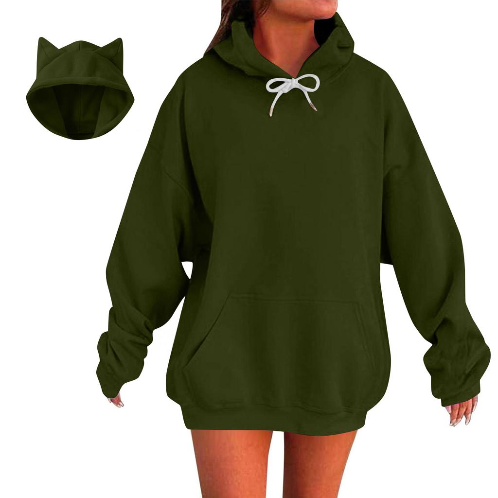 Modă Femei Casual Mânecă Lungă Culoare Solidă Hanorac cu Glugă Topuri