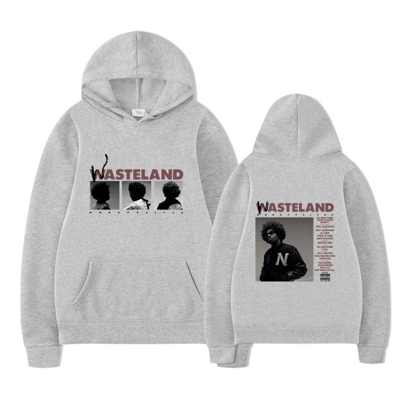 Unisex Schwarzer Hoodie Doppelseitiger Albumcover Grafikdruck Pullover Sweatshirt Streetwear