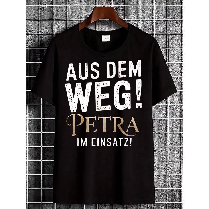 Women's Black Short Sleeve T-Shirt with German Graphic Print, Round Neck, Soft Cotton Blend, Casual Fit for Daily Wear or Gift
