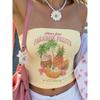 Seaside Holiday Style Flower Print Tube Top Top 2025 Summer New Gyaru Sexy Tight Navel T-shirt Tide