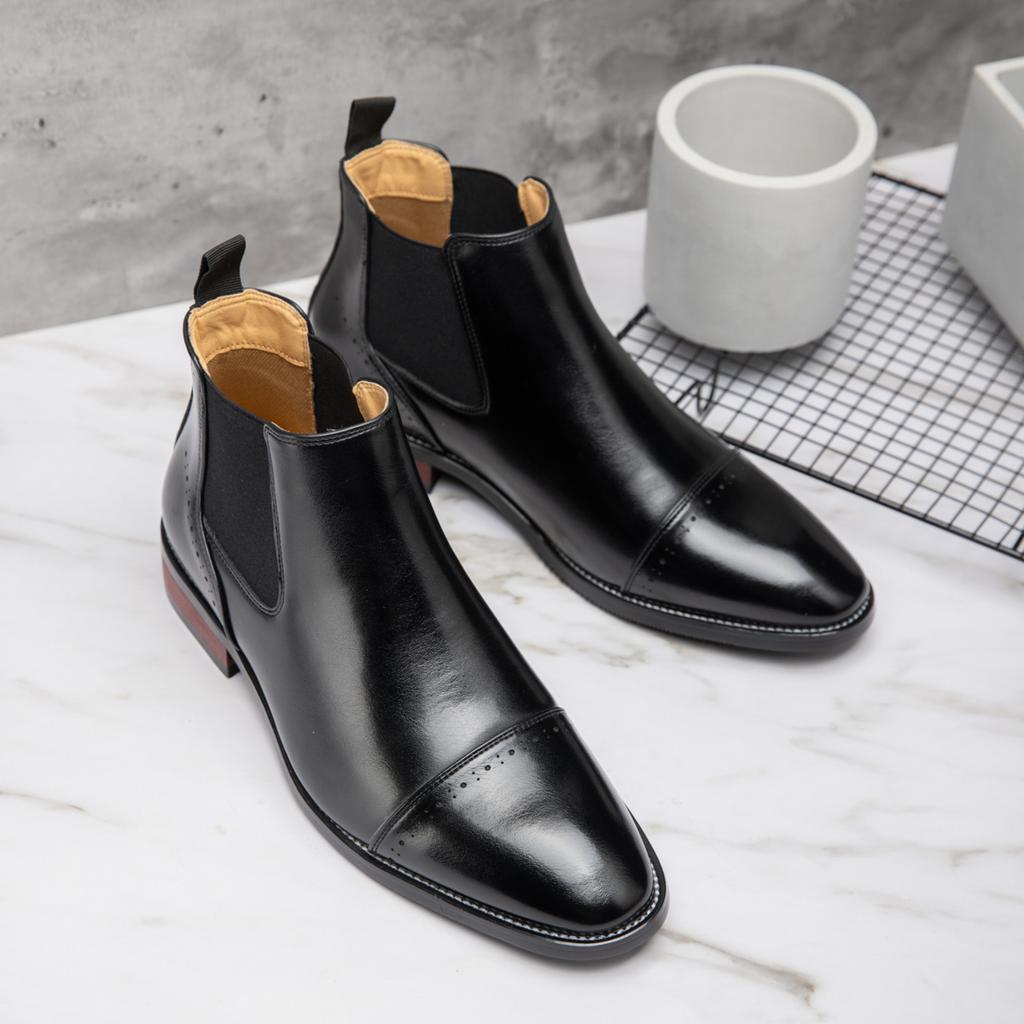 Fashion 2025 Retro Men's Solid Color Pointed Business Ankle Boot  Comfortable Wedding  Party Shoe Breathable  And  Anti-Slip Ankle Boots