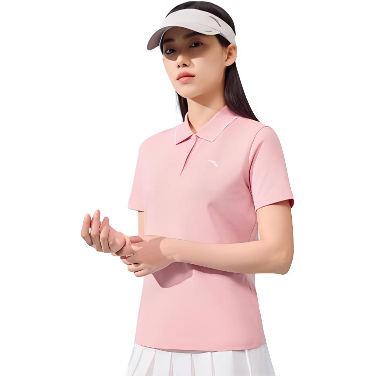 Anta Plain Pullover Breathable Sports Polo Shirt Women Tops Lilac 162427136-3