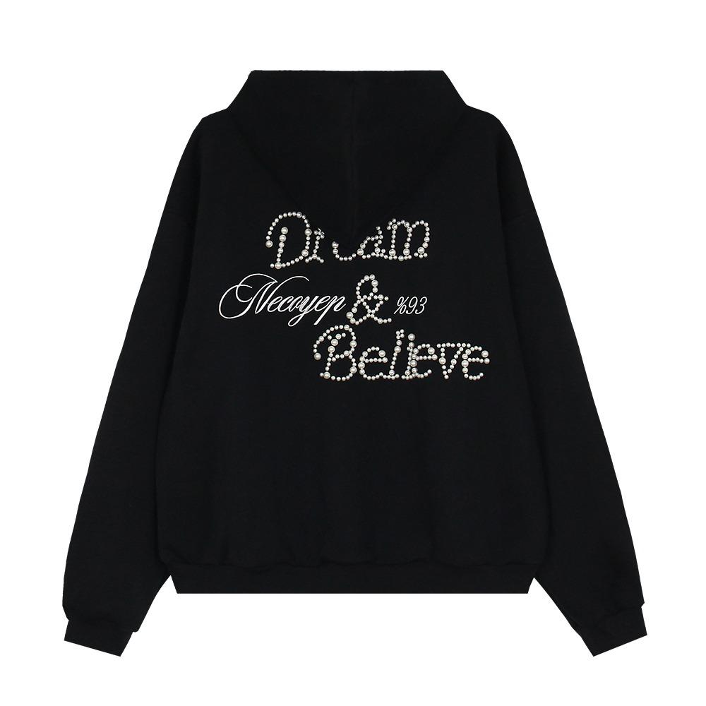 Retro Hong Kong Sle Printed Hoodie Sweatirt Ex Autumn Faion Classy Coat Casual Cotton Blend Fabric Long Sve