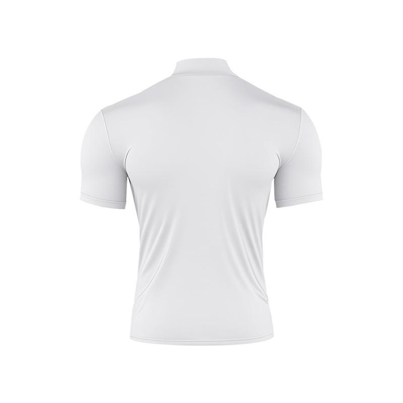Summer New Men's Casual Semi-High Neck Slim Solid Color T-shirt - European & American Fashion.