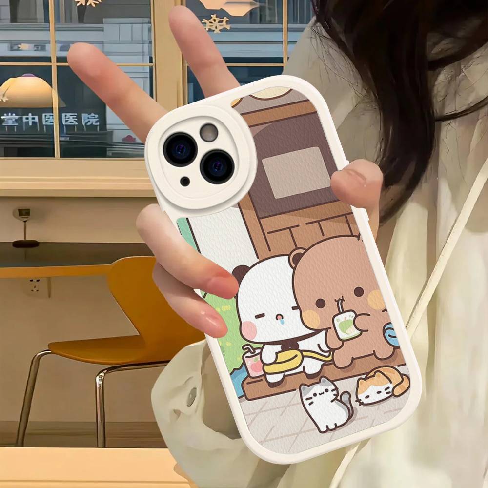 Cute Bubu Dudu PU Leather Phone Case For IPhone 16 15 14 13 12 11 Pro Max Plus Back Fundas