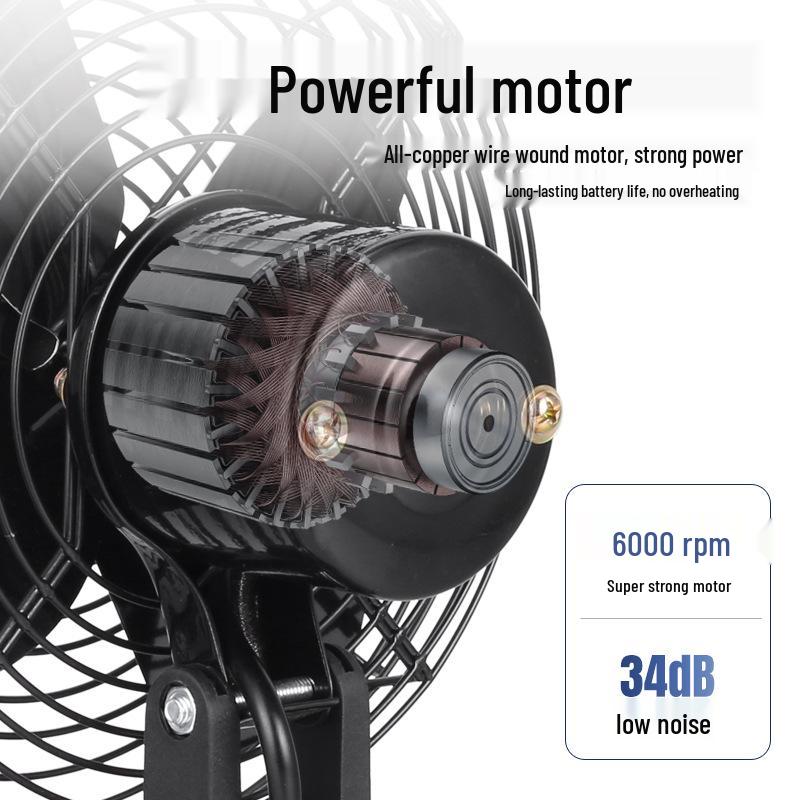 8-inch Lithium Battery Fan: High Wind Power for Outdoor Camping, Fishing, and Construction