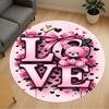 1pc Love Teddybear Round Chair Mat Office Area Rug - Non-Slip, Floor Mat for Office, Bedroom, and Indoor Decor P127128