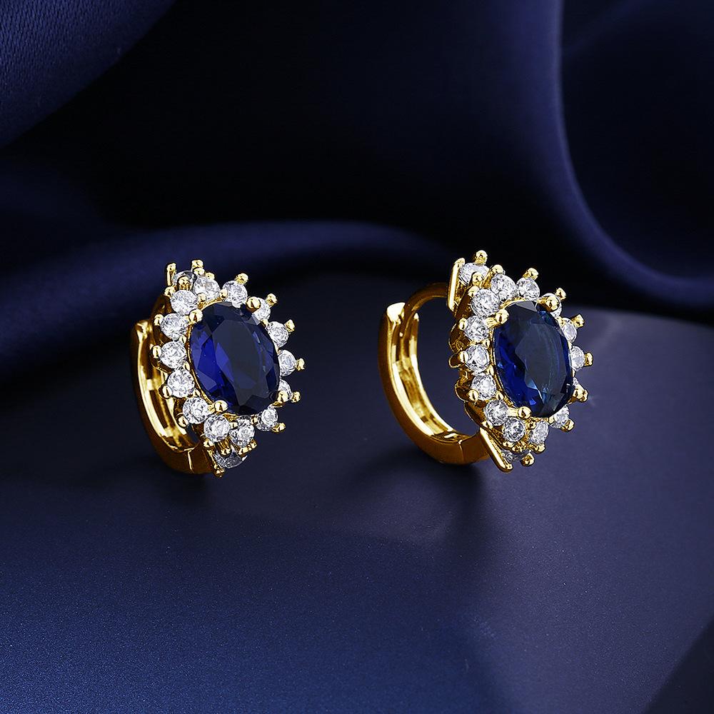 

2026 Колірний Скарб Океанське Серце Інкрустована Сапфірова Група Сережок Європейські та Американські Сережки Вушні Застібки Жінки