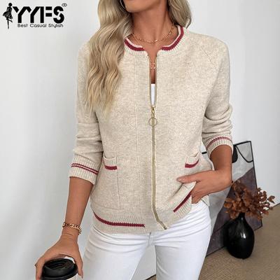 Γυναικεία Μόδα Casual Φθινοπωρινά χειμερινά Color Block με μακρυμάνικο πουλόβερ με λαιμόκοψη