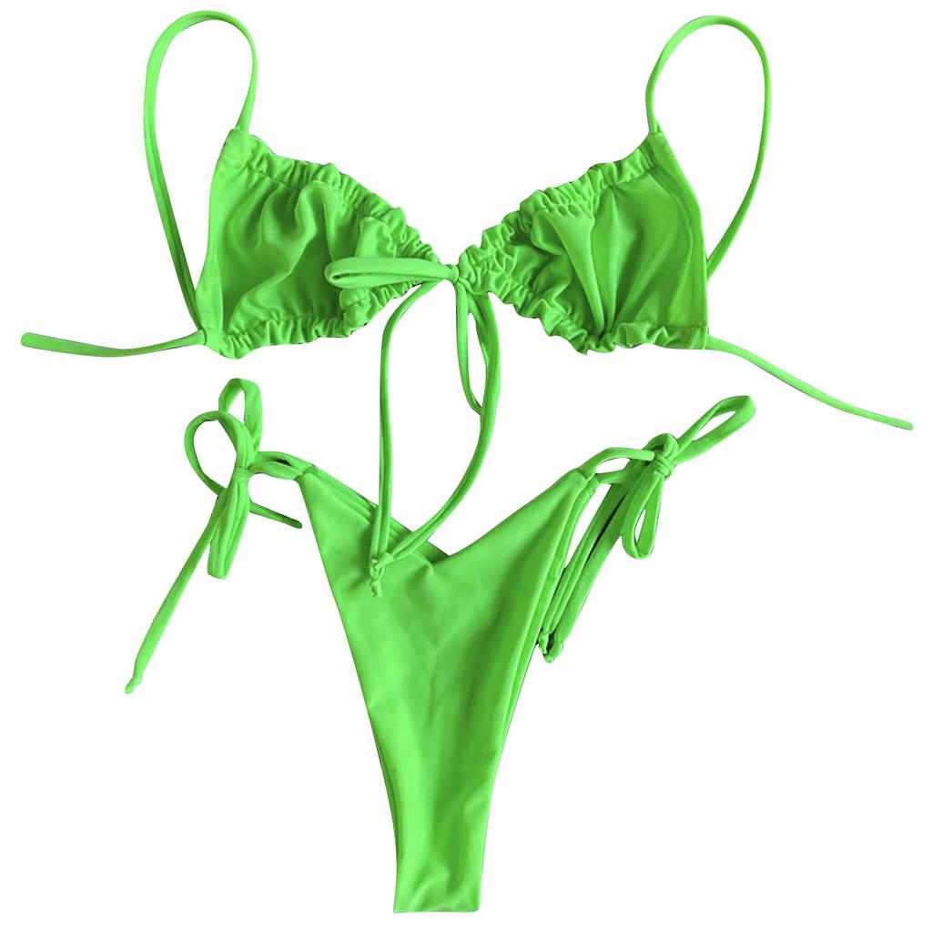 Women's Swimwear Solid Colour Bikini Strappy Swimsuit Split Swimsuit Set