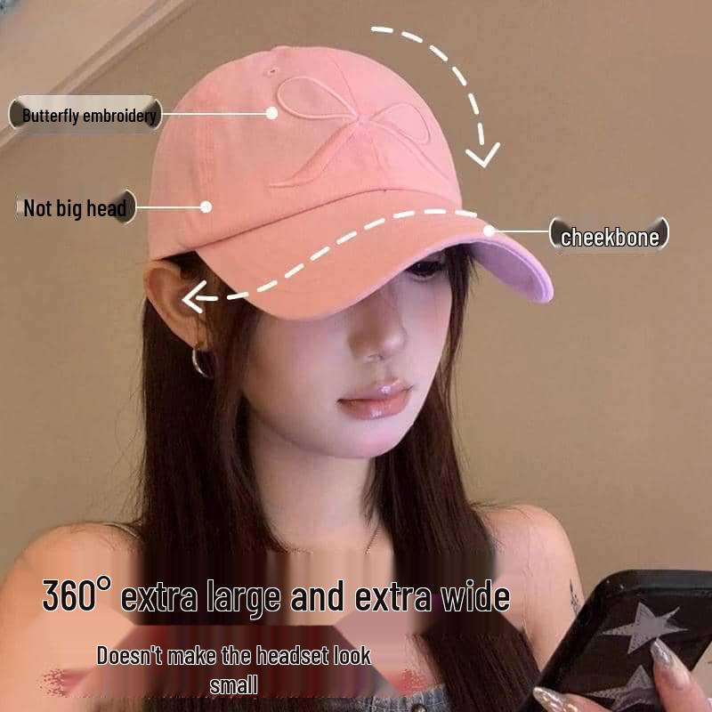 New Arrival: Bow Embroidery Women's Wide Brim Baseball Cap with Face-Shielding Duckbill