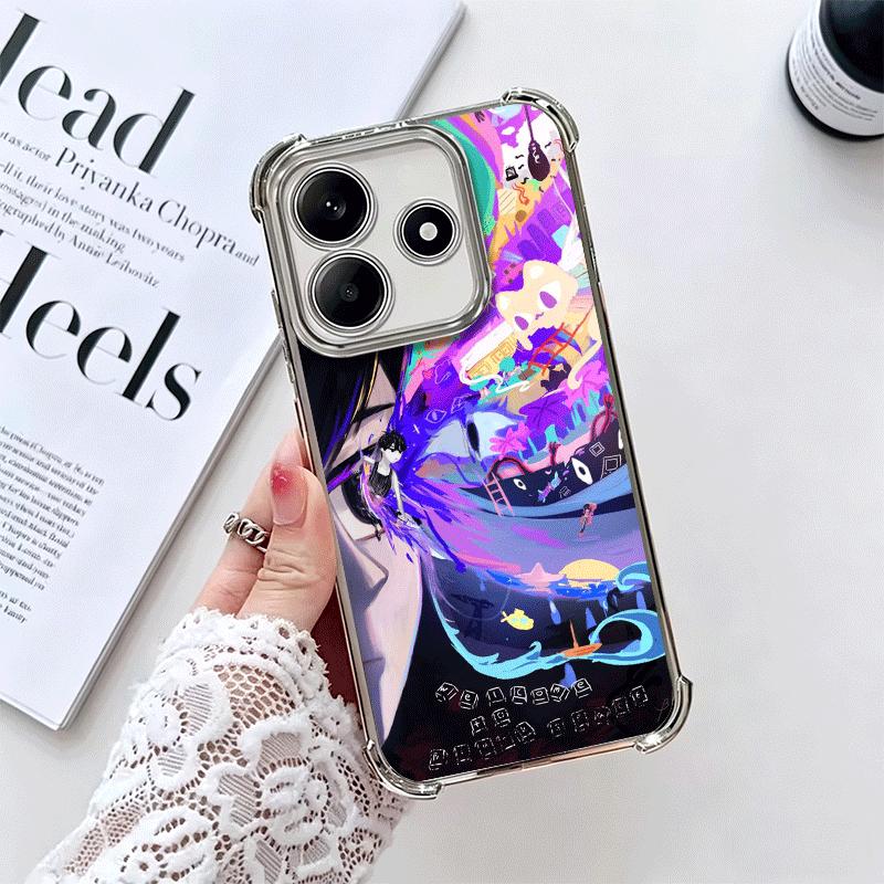 O-Omori Cartoon Game Plating Phone Case For Xiaomi Redmi Note 14 15 Pro Plus 13 12 11 11S 11T 10 9S 9 5G Anti-Fall Airabag Cover