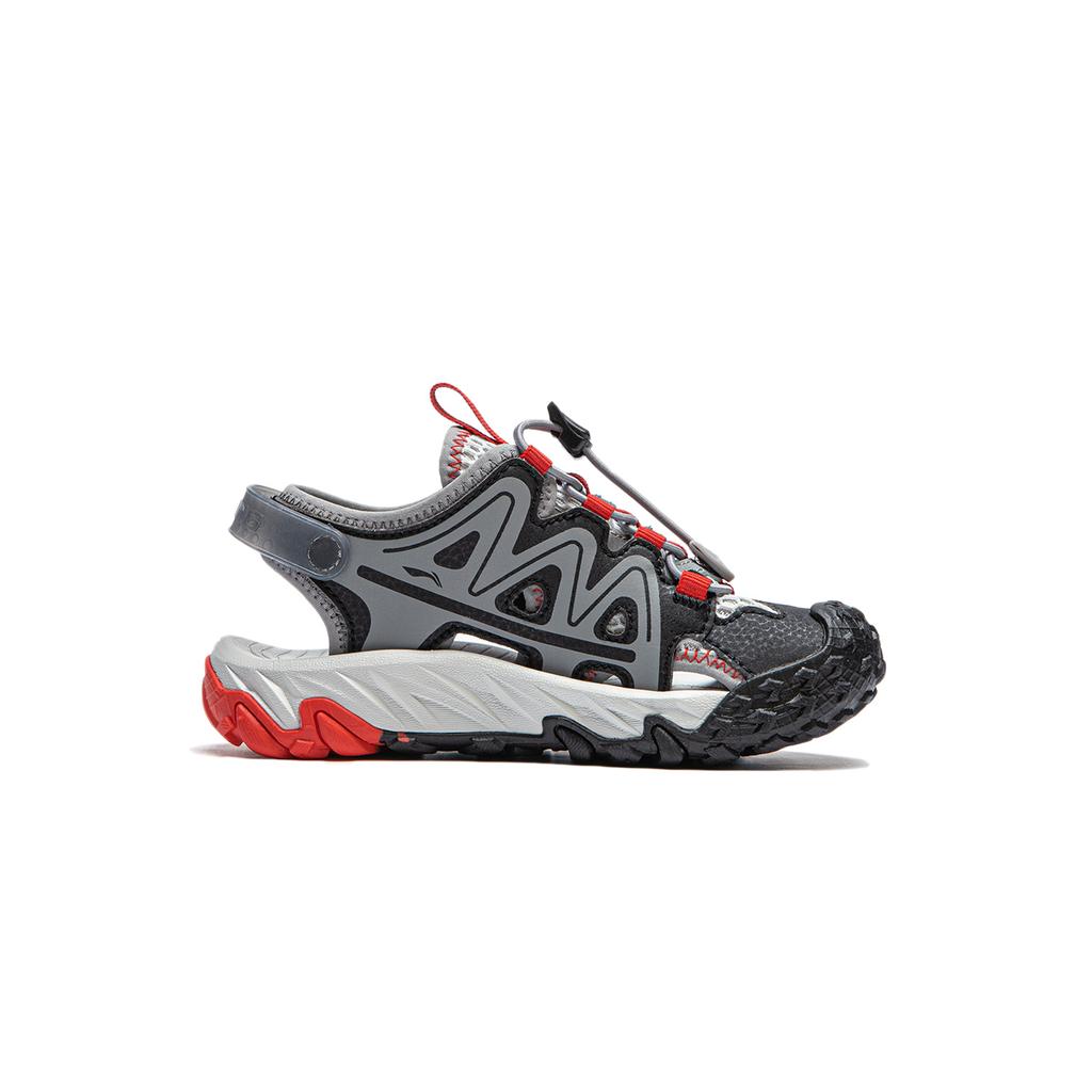 Li-Ning Cloud Tuff RB Letter Brand Logo Color Block Kids Sandals Kids Sandals Black Gray Red YKKU006-1