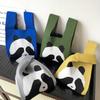 Niedliche gestrickte Panda-Umhängetasche, vielseitig für Frühling und Sommer, große Tragetasche für Studenten und Pendler