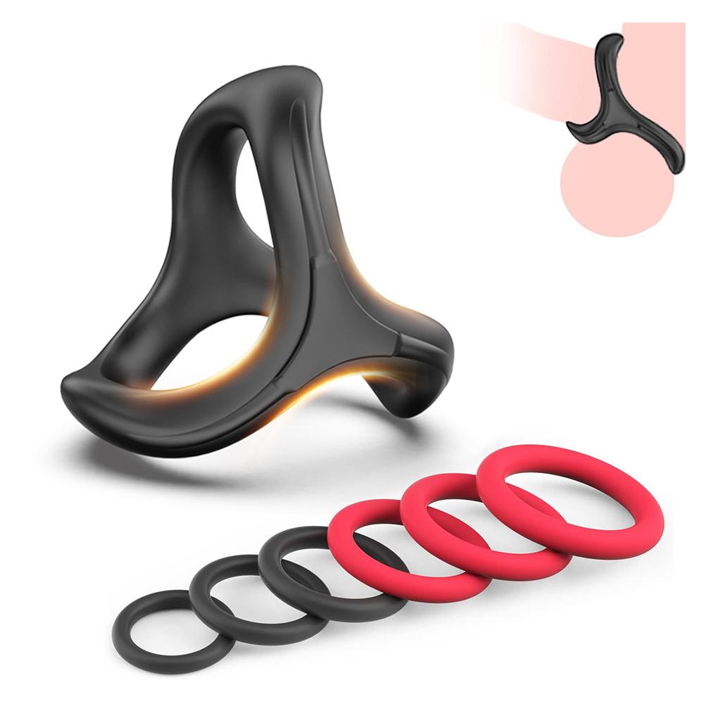 Silicone Cock Penis Rings with Enlargers Erection Enhancing Ultra Soft Long Lasting Stronger Adult Sex Toys for Men or Couples