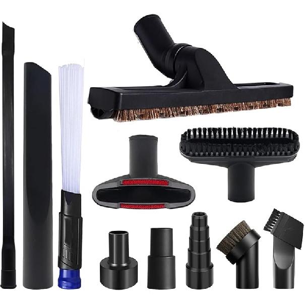 11 PCS Universal 1 1/4 Inch Vacuum Attachments Kit for Shop Vac Accessories with Vacuum Brush Attachments, Flexible Crevice Tool, Hose Adapters for 2