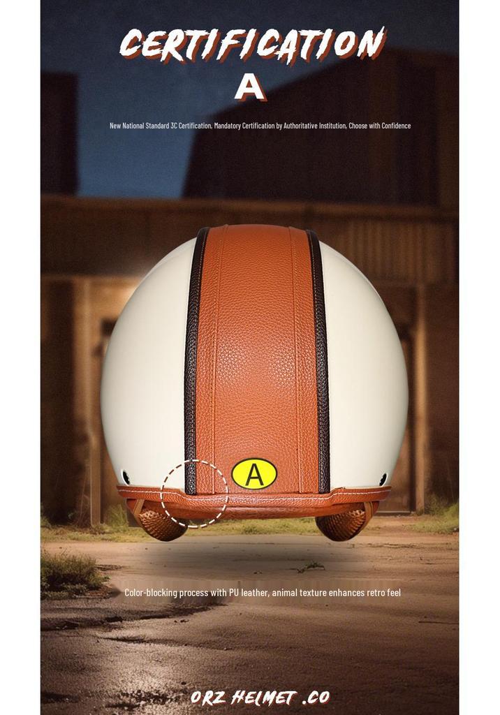 Retro 3/4 Motorcycle Helmet with Leather Lining for All Seasons - Unisex