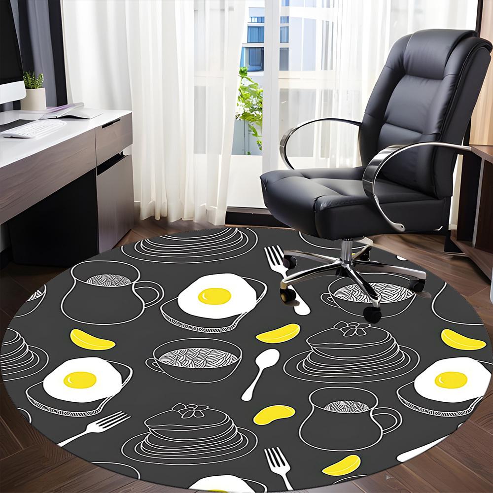 1pc Egg Foods Office Round Rug, Non-slip, Soft and Durable Office Rug for Interior Decoration, Perfect for Office, Beautiful Decoration yy260323082