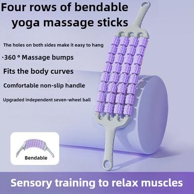Hot Sale Newly Upgraded 4 Rows of Bendable Massage Sticks PP Material Yoga Pilate Workout Sports Recovery Relax Muscle Roller