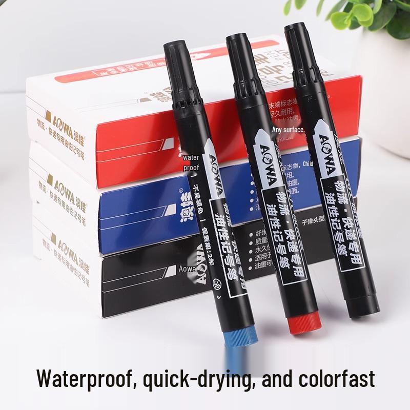 Large Tip Black Oil-Based Quick-Dry Waterproof Marker for Express Logistics