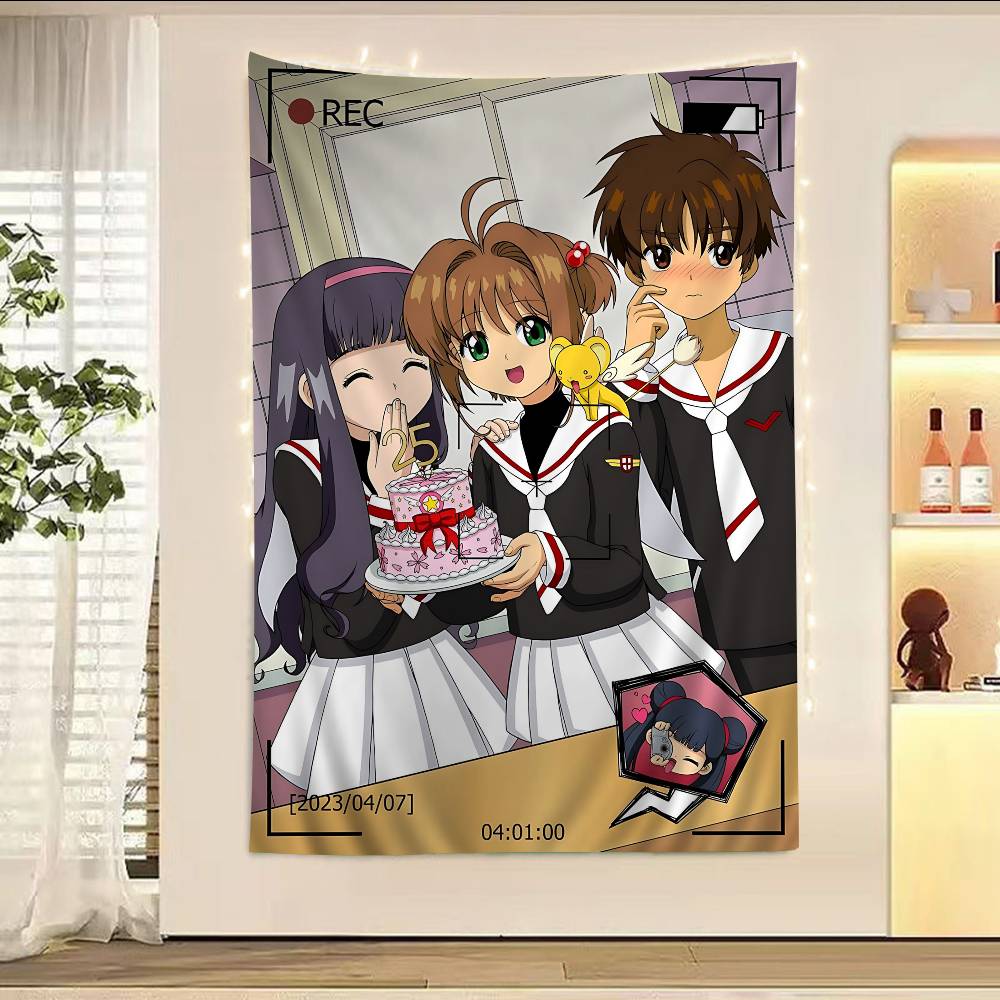 Cardcaptor Sakura Kinomoto Sakura School Uniform Wall Tapestry Cozy Room Decor for Classic Shoujo Anime Cardcaptor Fans