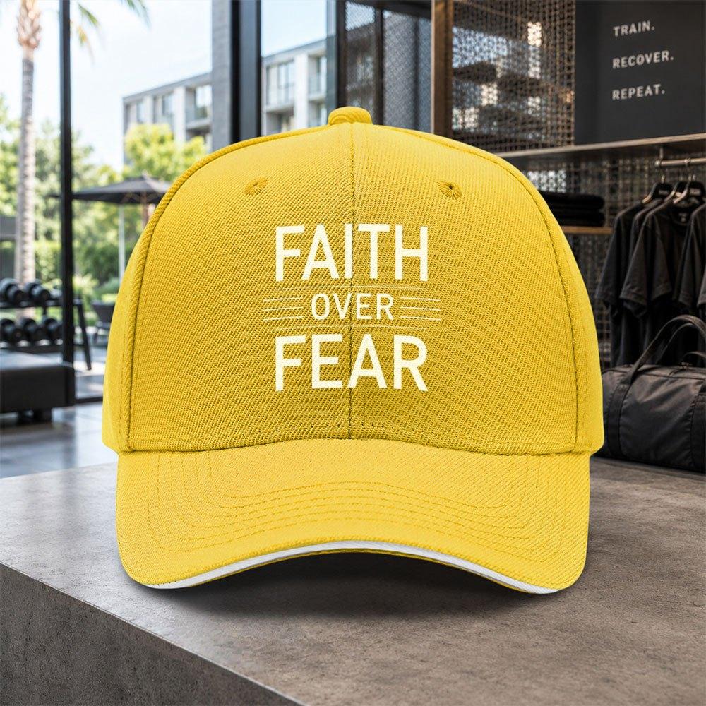 1pc Easy Faith Over Fear Sandwich Baseball Cap Unisex Easy Lightweight Adjustable Outdoor Duckbill Hat Suitable For Concerts Pa